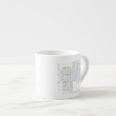 Architectuur blauwdruk espresso kop (Voorkant rechts)