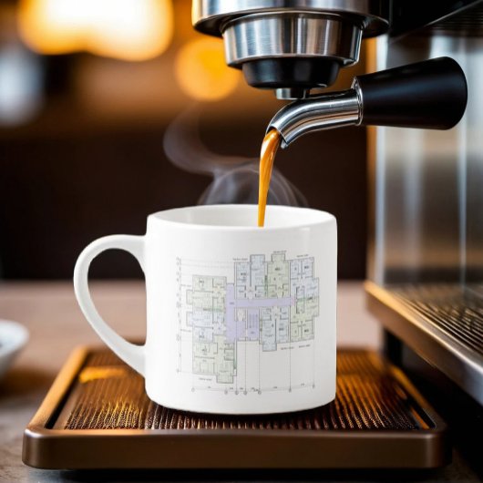 Architectuur blauwdruk espresso kop