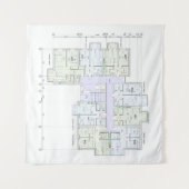 Architectuur blauwdruk wandkleed (Voorkant (horizontaal))