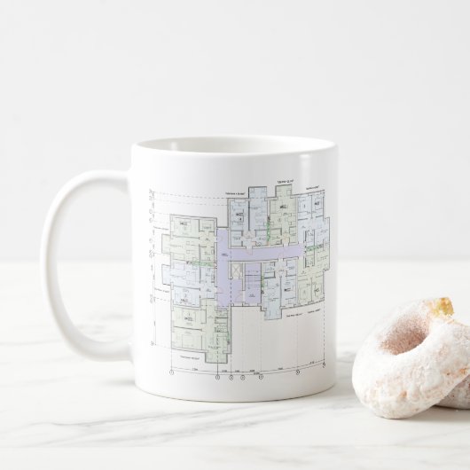 Architectuur blueprint  koffiemok (Met donut)