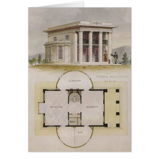  architectuur, bodemplan en Grieks Villa (Voorkant)