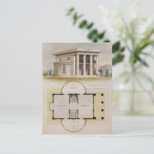  architectuur, bodemplan en Grieks Villa Briefkaart (Staand voorkant)