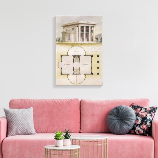  architectuur, bodemplan en Grieks Villa Canvas Afdruk (Insitu (Woonkamer))