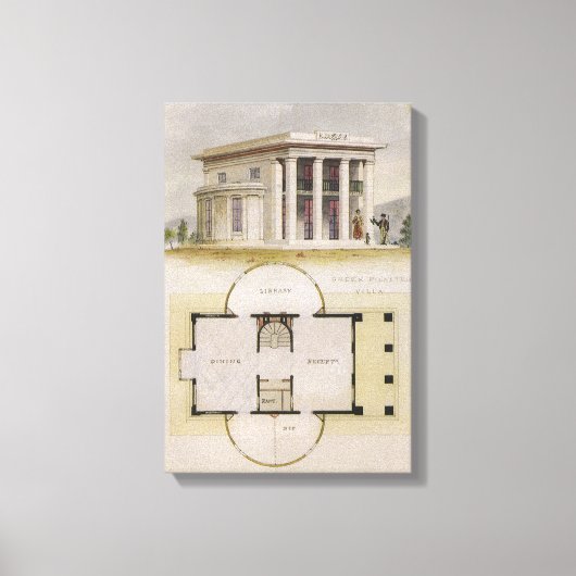  architectuur, bodemplan en Grieks Villa Canvas Afdruk (Voorkant)