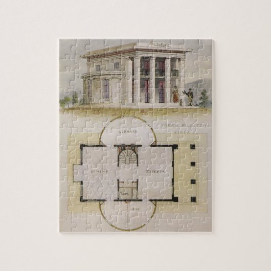 architectuur, bodemplan en Grieks Villa Legpuzzel (Verticaal)