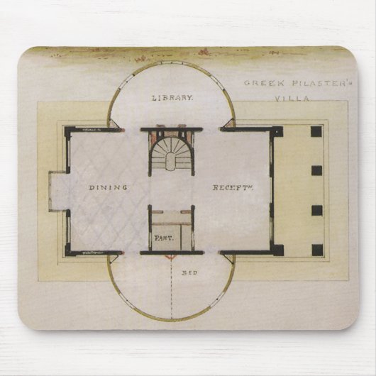  architectuur, bodemplan en Grieks Villa Muismat (Voorkant)