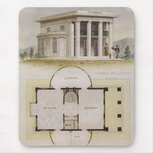 architectuur, bodemplan en Grieks Villa Muismat (Voorkant)