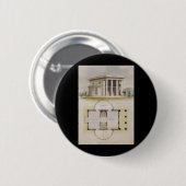  architectuur, bodemplan en Grieks Villa Ronde Button 5,7 Cm (Voorkant /achterkant)