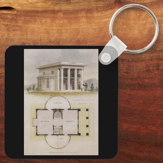  architectuur, bodemplan en Grieks Villa Sleutelhanger (Achterkant)