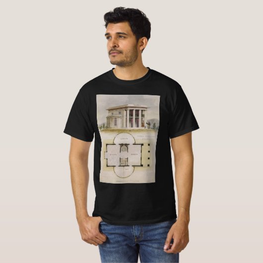  architectuur, bodemplan en Grieks Villa T-shirt (Voorkant volledig)