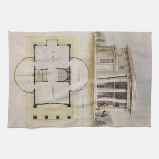  architectuur, bodemplan en Grieks Villa Theedoek (Horizontaal)