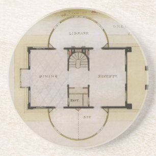  architectuur, bodemplan en Grieks Villa Zandsteen Onderzetter