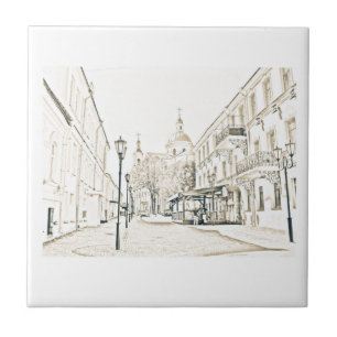 Architectuur Cityscape Vitebsk Sketch Tegeltje