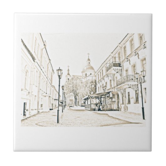 Architectuur Cityscape Vitebsk Sketch Tegeltje (Voorkant)