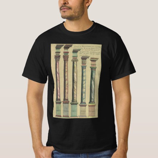  architectuur, de 5 Architecturaal Orden T-shirt (Voorkant)