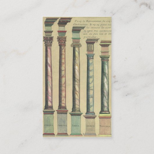  architectuur, de 5 Architecturaal Orden Visitekaartje (Achterkant)