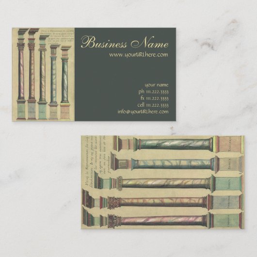  architectuur, de 5 Architecturaal Orden Visitekaartje (Voorkant / Achterkant)