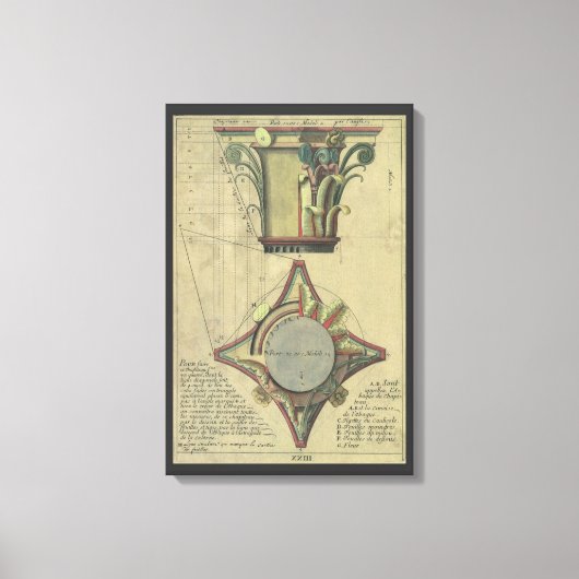  architectuur, decoratief kapitaal kroon canvas afdruk (Voorkant)