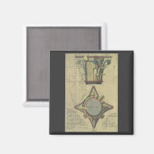 architectuur, decoratief kapitaal kroon magneet (Voorkant / Achterkant)