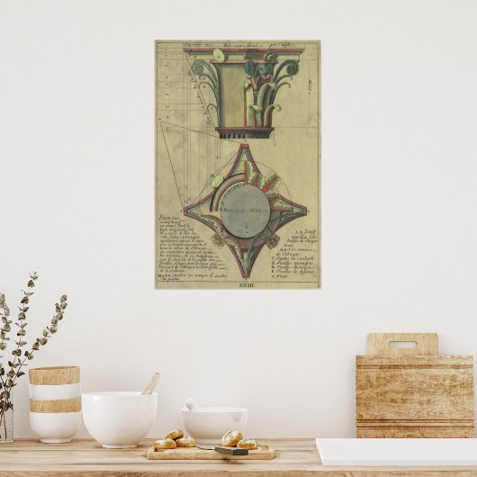  architectuur, decoratief kapitaal kroon poster (Keuken)