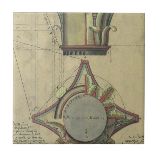  architectuur, decoratief kapitaal kroon tegeltje (Voorkant)