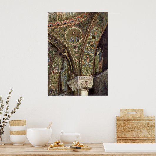  architectuur, decoratieve arm in een kerk poster (Keuken)