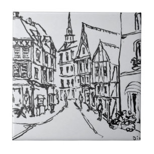 Architectuur Dinan, Bretagne, Frankrijk Tegeltje