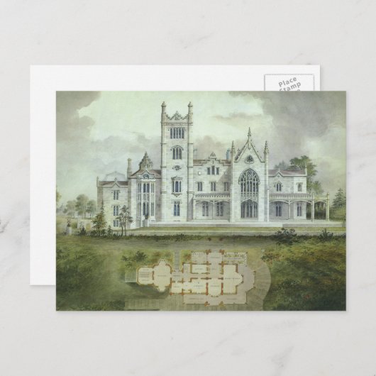 architectuur, Franse "Chateau Floor Plans" Briefkaart (Voorkant / Achterkant)