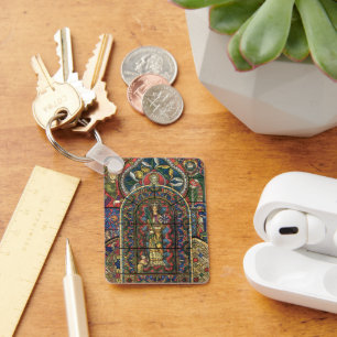 architectuur, Glas in lood kerkvenster Sleutelhanger