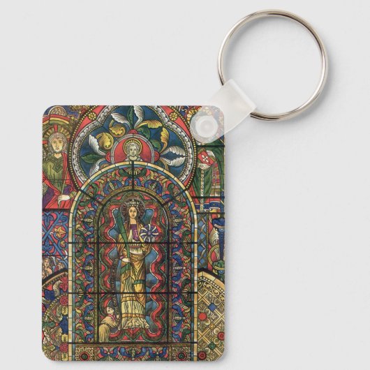  architectuur, Glas in lood kerkvenster Sleutelhanger (Achterkant)