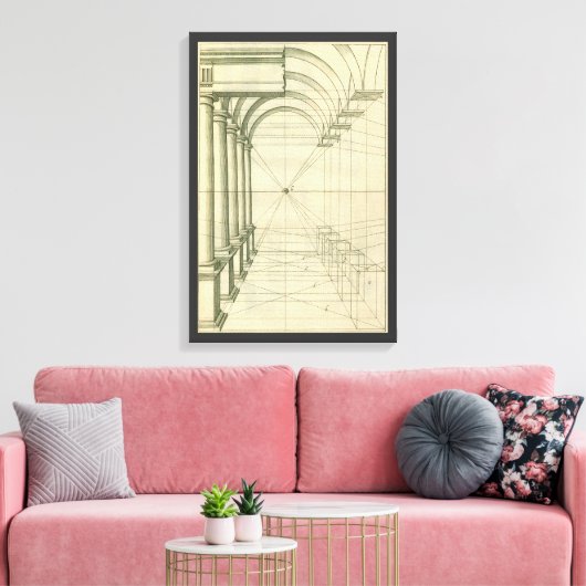 architectuur, het Perspectief van de Kolommen van Canvas Afdruk (Insitu (Woonkamer))