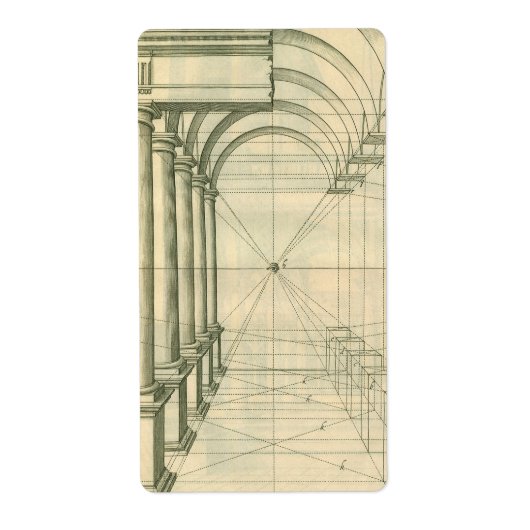 architectuur, het Perspectief van de Kolommen van Etiket (Voorkant)