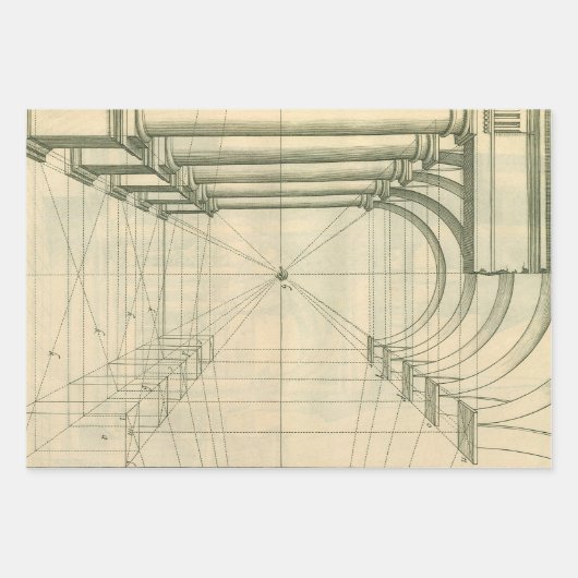 architectuur, het Perspectief van de Kolommen van Inpakpapier Vel (Voorkant 2)