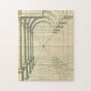  architectuur, het Perspectief van de Kolommen van Legpuzzel