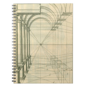 architectuur, het Perspectief van de Kolommen van Notitieboek