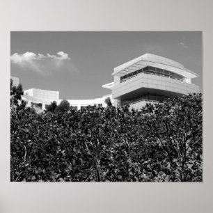 Architectuur in het Getty Center in zwart-wit Poster