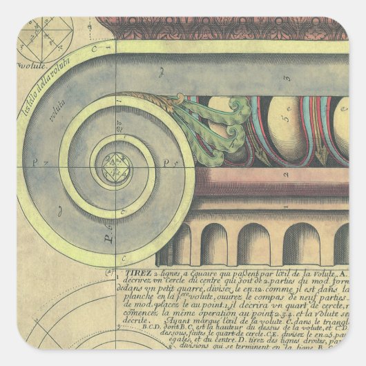  architectuur; Kapitaalvolume van Vignola Vierkante Sticker (Voorkant)