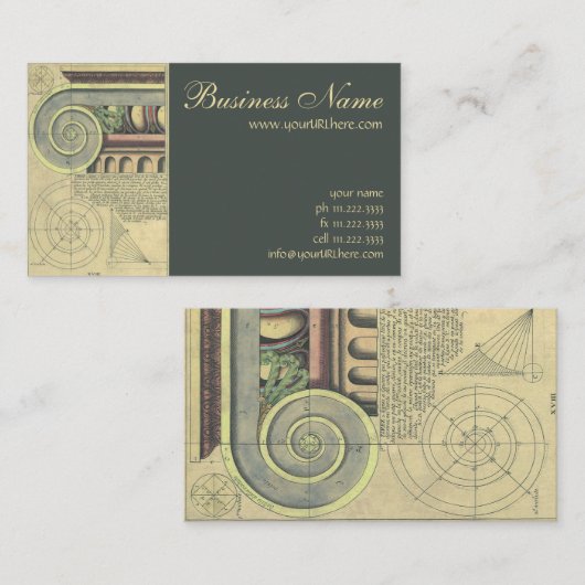  architectuur; Kapitaalvolume van Vignola Visitekaartje (Voorkant / Achterkant)