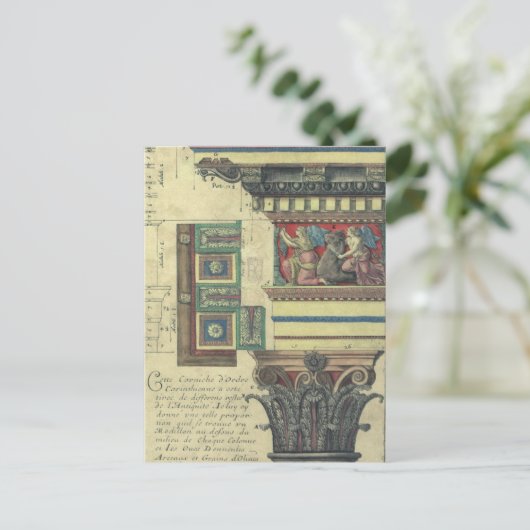  architectuur, kolom met cornice briefkaart (Staand voorkant)