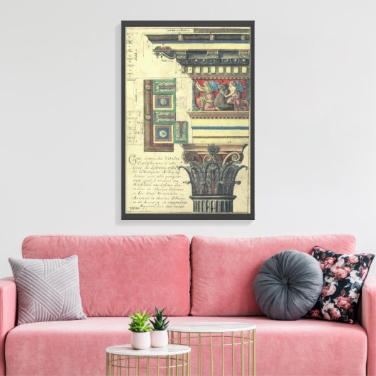 architectuur, kolom met cornice canvas afdruk (Insitu (Woonkamer))