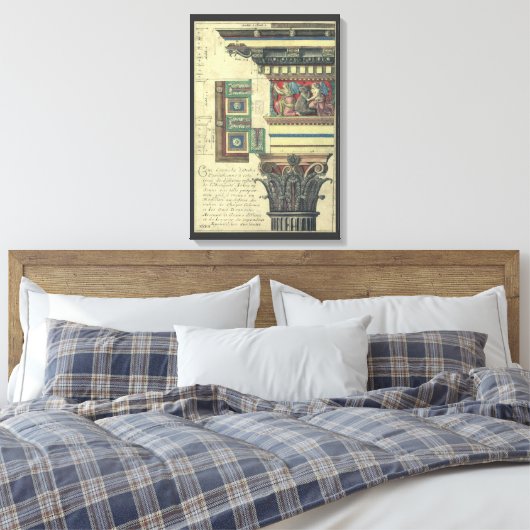 architectuur, kolom met cornice canvas afdruk (Insitu (Slaapkamer))