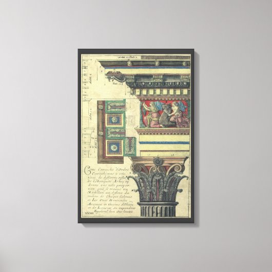  architectuur, kolom met cornice canvas afdruk (Voorkant)