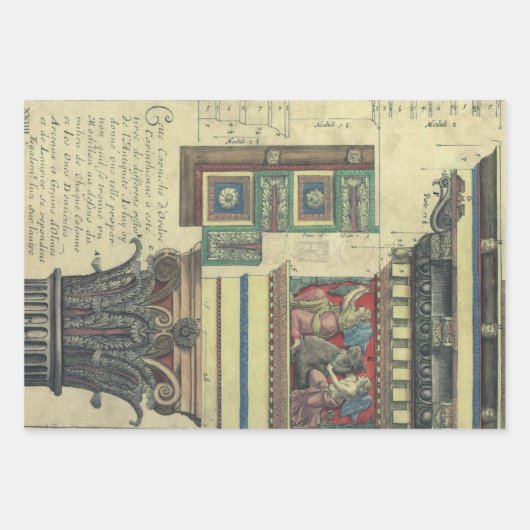  architectuur, kolom met cornice inpakpapier vel (Voorkant 2)