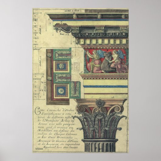  architectuur, kolom met cornice poster (Voorkant)