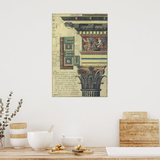  architectuur, kolom met cornice poster (Keuken)