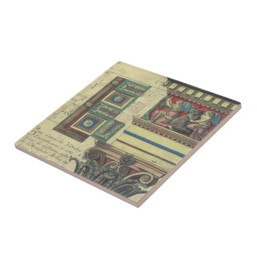  architectuur, kolom met cornice tegeltje (Zijkant)