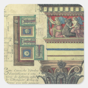  architectuur, kolom met cornice vierkante sticker