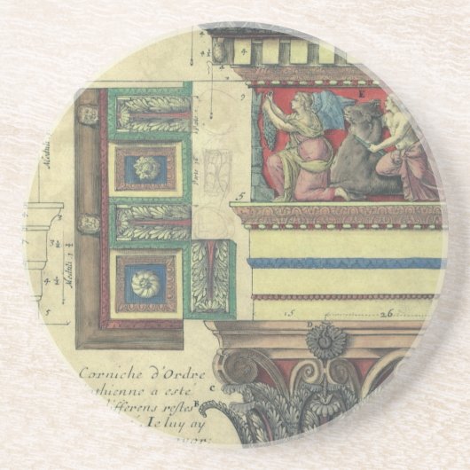 architectuur, kolom met cornice zandsteen onderzetter (Voorkant)