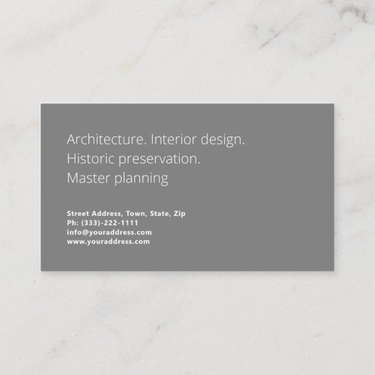 Architectuur Master Planning Interieur Design Box Visitekaartje (Achterkant)