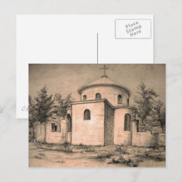 Architectuur Oude Orthodoxe Kerk Tekening Kunst Briefkaart